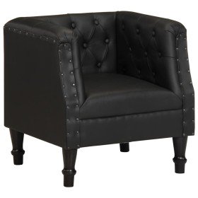 Sillón de cuero auténtico negro Sillón de cuero auténtico negro