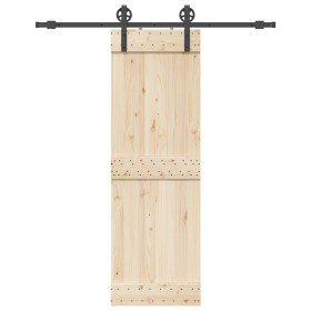 Kit de herrajes para puertas correderas acero negro 183 cm