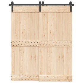 Kit de herrajes para puertas correderas acero negro 183 cm