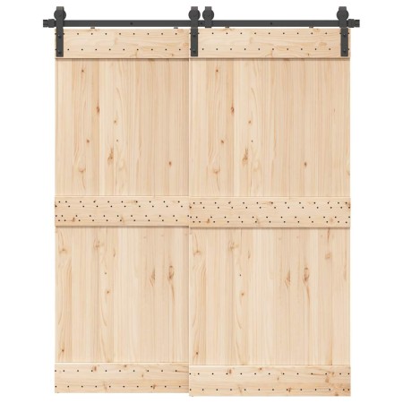 Kit de herrajes para puertas correderas acero negro 183 cm