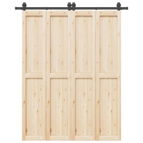 Kit de herrajes para puertas correderas acero negro 183 cm
