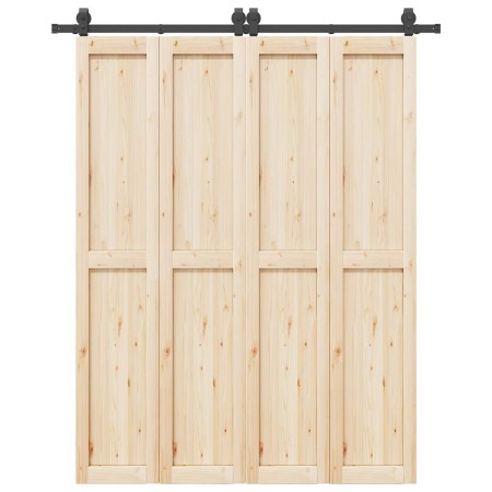 Kit de herrajes para puertas correderas acero negro 183 cm