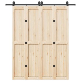 Kit de herrajes para puertas correderas acero negro 200 cm