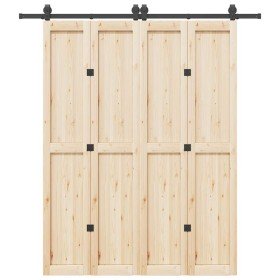 Kit de herrajes para puertas correderas acero negro 200 cm
