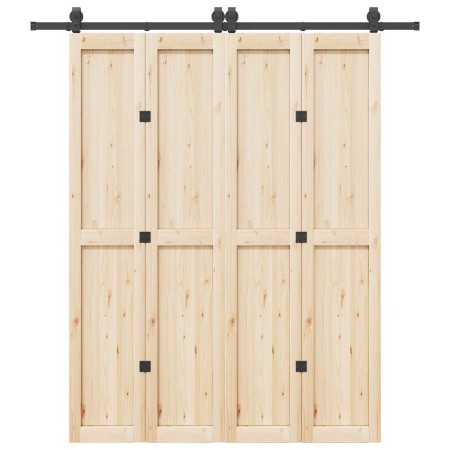 Kit de herrajes para puertas correderas acero negro 200 cm
