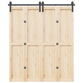 Kit de herrajes para puertas correderas acero negro 183 cm