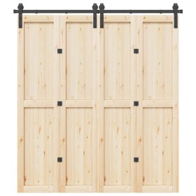 Kit de herrajes para puertas correderas acero negro 200 cm
