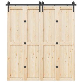 Kit de herrajes para puertas correderas acero negro 200 cm