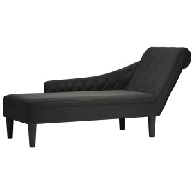 Tumbona con almohada y reposabrazo derecho tela negro