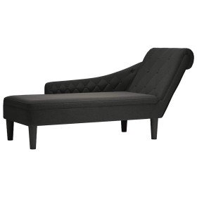 Tumbona con almohada y reposabrazo derecho tela negro Tumbona con almohada y reposabrazo derecho tela negro