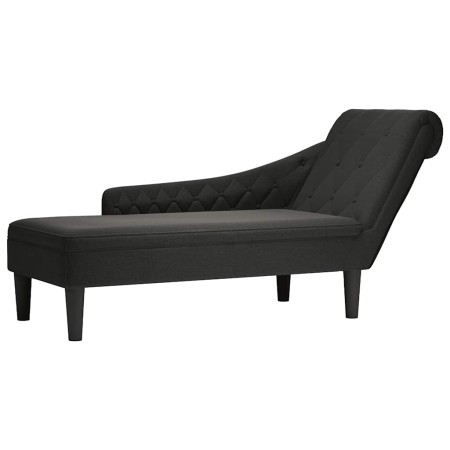 Tumbona con almohada y reposabrazo derecho tela negro