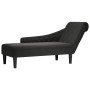 Tumbona con almohada y reposabrazo derecho tela negro
