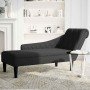 Tumbona con almohada y reposabrazo derecho tela negro