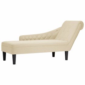 Tumbona con almohada y reposabrazo derecho tela crema