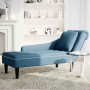 Tumbona con almohada y reposabrazo derecho terciopelo azul