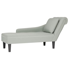 Tumbona almohada y reposabrazo derecho terciopelo gris claro