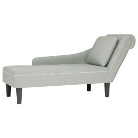 Tumbona almohada y reposabrazo derecho terciopelo gris claro Tumbona almohada y reposabrazo derecho terciopelo gris claro