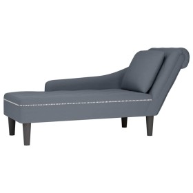 Tumbona con almohada reposabrazo derecho terciopelo gris oscuro Tumbona con almohada reposabrazo derecho terciopelo gris oscuro