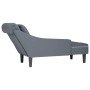 Tumbona con almohada reposabrazo derecho terciopelo gris oscuro
