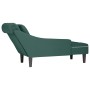 Tumbona almohada y reposabrazo derecho terciopelo verde oscuro