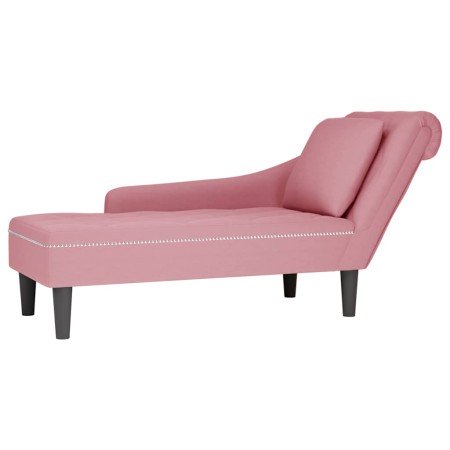 Tumbona con almohada y reposabrazo derecho terciopelo rosa en Divanes | Comprar online en Foro24