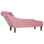 Tumbona con almohada y reposabrazo derecho terciopelo rosa
