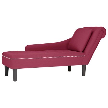 Tumbona con almohada y reposabrazo derecho terciopelo rojo vino en Divanes | Comprar online en Foro24