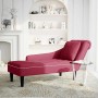 Tumbona con almohada y reposabrazo derecho terciopelo rojo vino