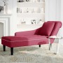 Tumbona con almohada y reposabrazo derecho terciopelo rojo vino