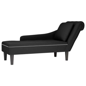 Tumbona con almohada y reposabrazo derecho terciopelo negro Tumbona con almohada y reposabrazo derecho terciopelo negro
