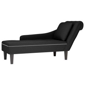 Tumbona con almohada y reposabrazo derecho terciopelo negro