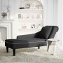 Tumbona con almohada y reposabrazo derecho terciopelo negro