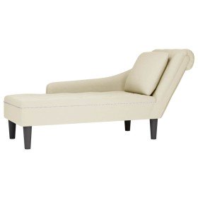 Tumbona con almohada y reposabrazo derecho terciopelo crema