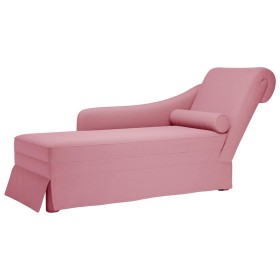 Chaise longue respaldo reposabrazos derecho terciopelo rosa