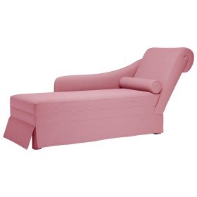 Chaise longue respaldo reposabrazos derecho terciopelo rosa