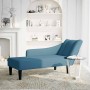 Chaise longue con reposabrazos derecho terciopelo azul