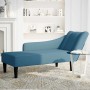 Chaise longue con reposabrazos derecho terciopelo azul
