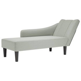 Chaise longue con reposabrazos derecho terciopelo gris claro Chaise longue con reposabrazos derecho terciopelo gris claro