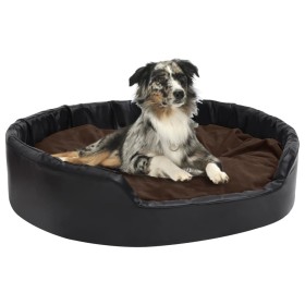 Cama de perros felpa y cuero sintético negro marrón 99x89x21 cm