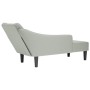 Chaise longue con reposabrazos derecho terciopelo gris claro