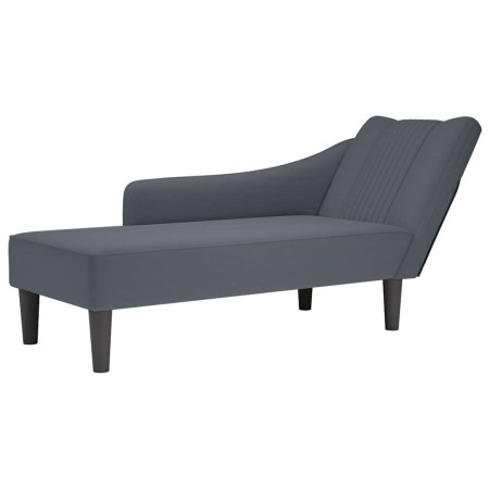 Chaise longue con reposabrazos derecho terciopelo gris claro