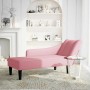 Chaise longue con reposabrazos derecho terciopelo rosa