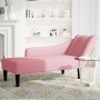 Chaise longue con reposabrazos derecho terciopelo rosa