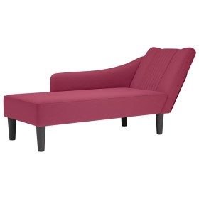 Chaise longue con reposabrazos derecho terciopelo rojo vino Chaise longue con reposabrazos derecho terciopelo rojo vino