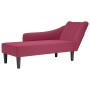 Chaise longue con reposabrazos derecho terciopelo rojo vino