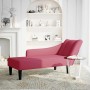 Chaise longue con reposabrazos derecho terciopelo rojo vino