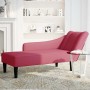 Chaise longue con reposabrazos derecho terciopelo rojo vino