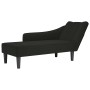 Chaise longue con reposabrazos derecho terciopelo negro en Divanes | Comprar online en Foro24