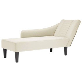 Chaise longue con reposabrazos derecho terciopelo crema