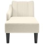 Chaise longue con reposabrazos derecho terciopelo crema
